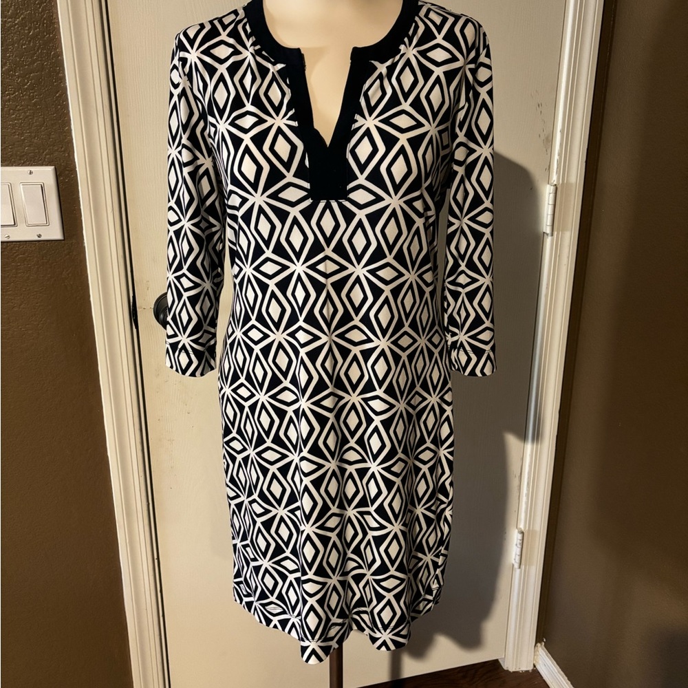 Blue and white women’s dress